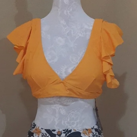 Holipick vibrant orange ruffle top size Large - Picture 3 of 3